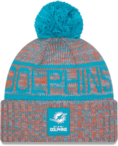 Miami Dolphins New Era NFL 2025 Sideline Cold Weather Sport Knit Bobble Hat