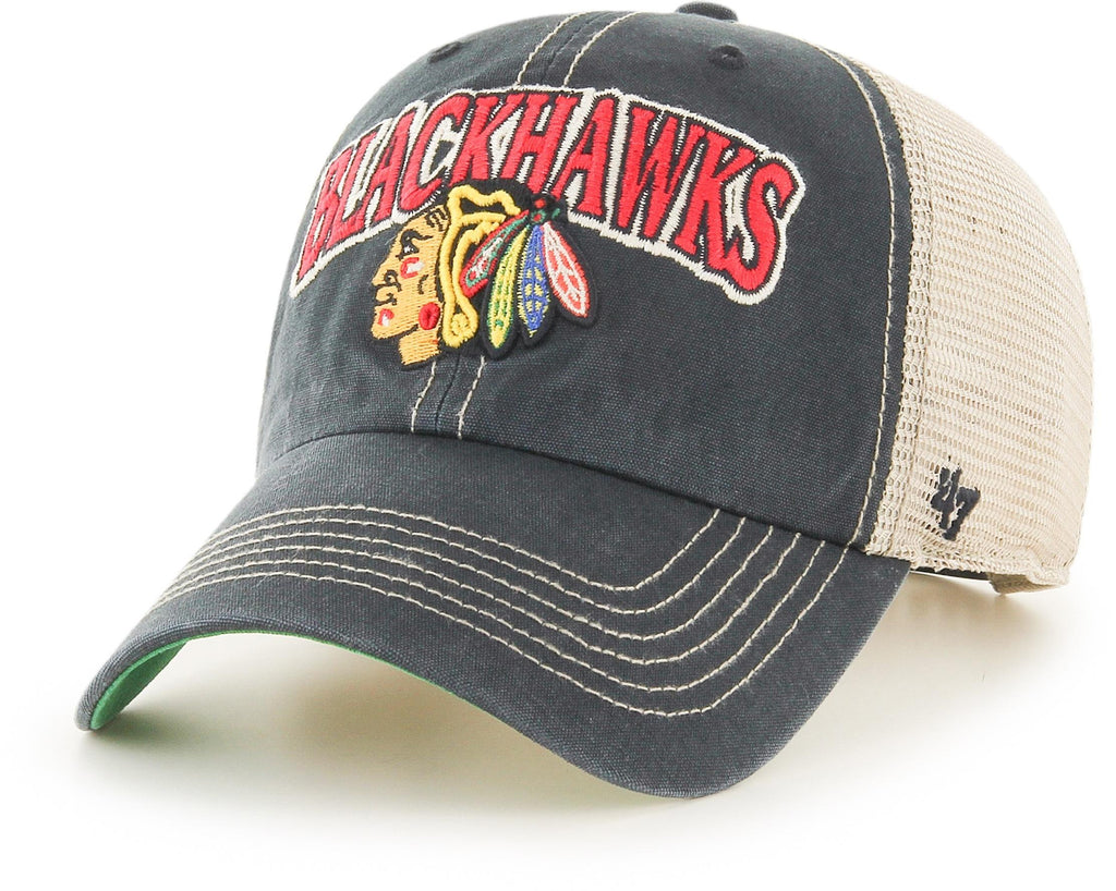 Chicago Blackhawks 47 Brand Vintage Black Tuscaloosa Clean Up Cap - lovemycap