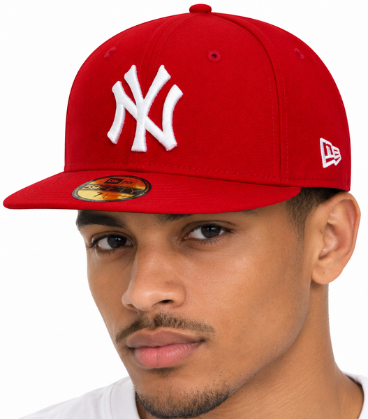 New York Yankees New Era 59Fifty MLB Scarlet Fitted Baseball Cap - pumpheadgear, baseball caps