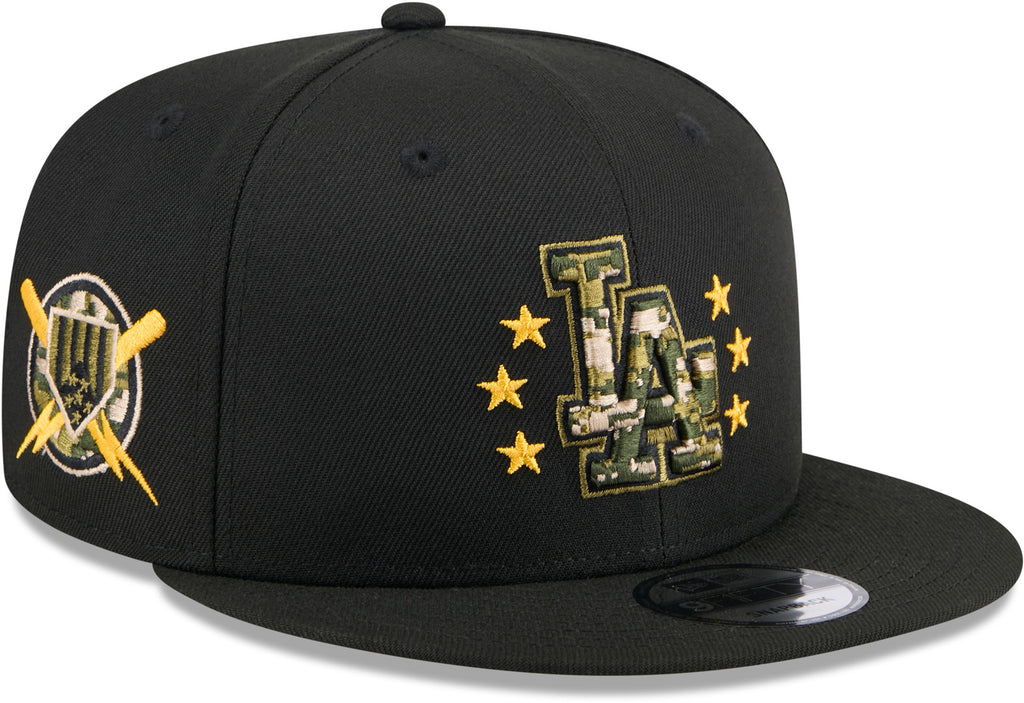 Los Angeles Dodgers New Era 9Fifty MLB 2024 Armed Forces Day Black Snapback Cap - pumpheadgear, baseball caps