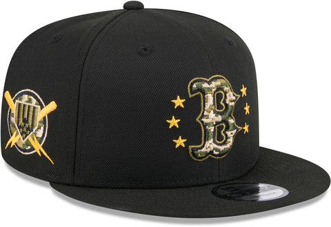 Boston Red Sox New Era 9Fifty MLB 2024 Armed Forces Day Black Snapback Cap - pumpheadgear, baseball caps