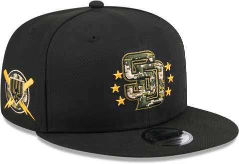 San Diego Padres New Era 9Fifty MLB 2024 Armed Forces Day Black Snapback Cap - pumpheadgear, baseball caps