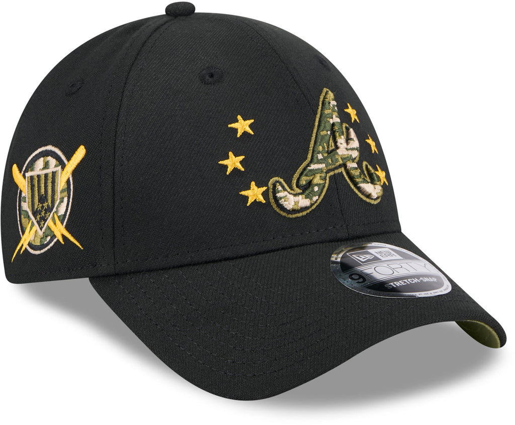 Atlanta Braves New Era 9Forty MLB 2024 Armed Forces Day Black Baseball Cap - pumpheadgear, baseball caps