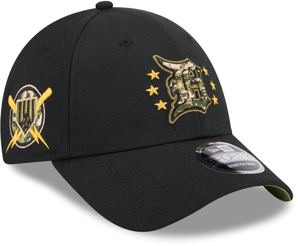 Detroit Tigers New Era 9Forty MLB 2024 Armed Forces Day Black Baseball Cap