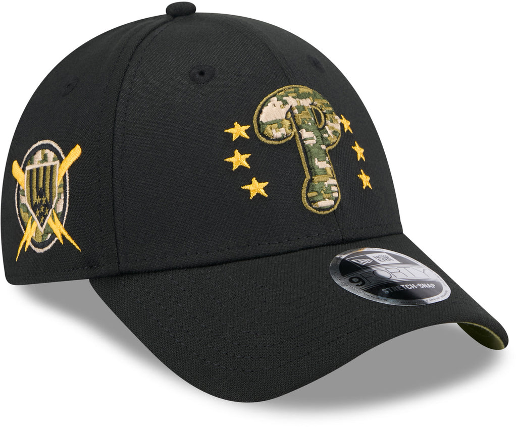 Philadelphia Phillies New Era 9Forty MLB 2024 Armed Forces Day Black Baseball Cap