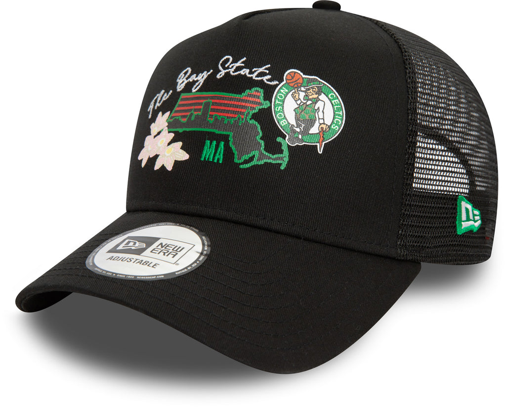 Boston Celtics New Era NBA Team Logo Black Trucker Cap