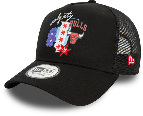 Chicago Bulls New Era NBA Team Logo Black Trucker Cap