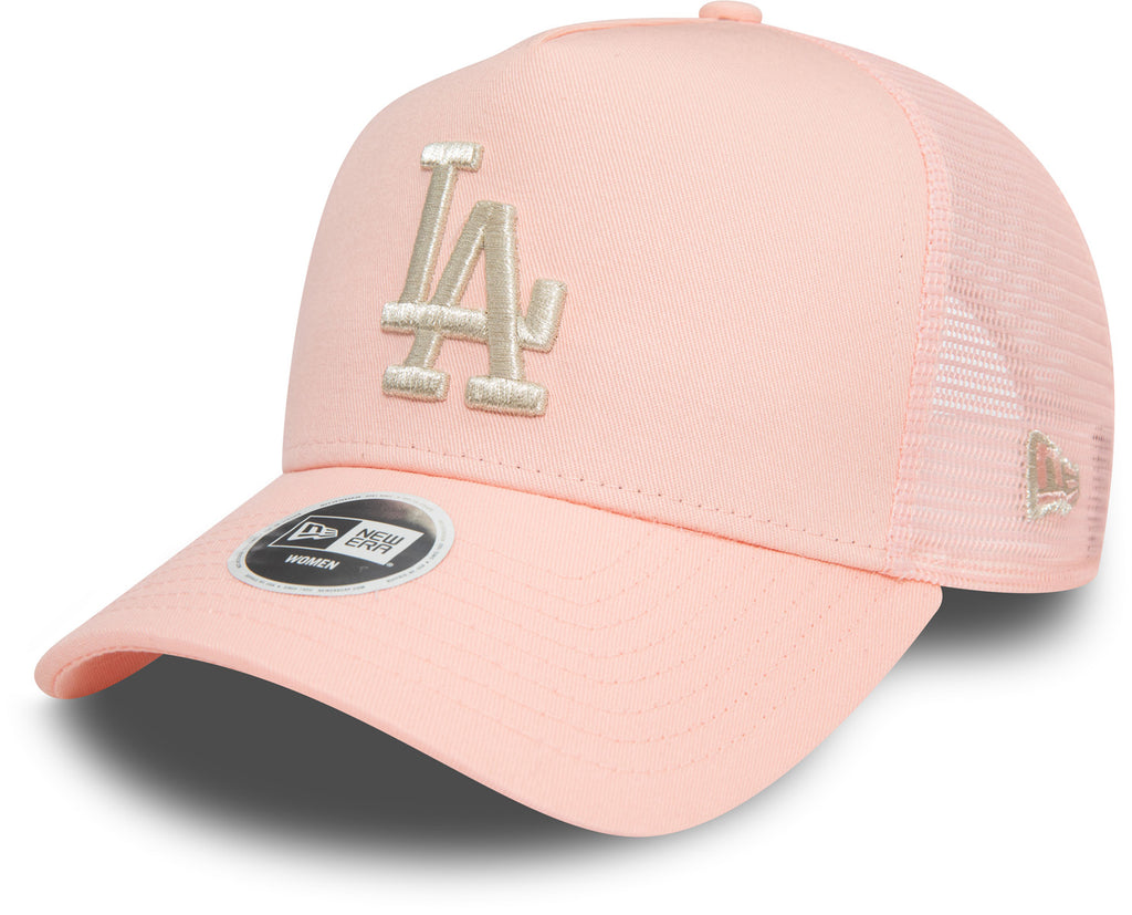 Womens New Era Metallic Logo Blush Trucker Cap - pumpheadgear, baseball caps