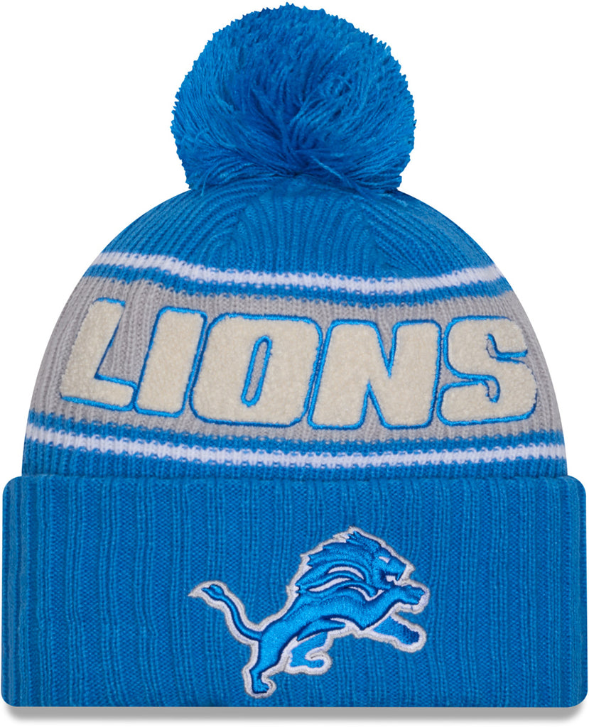 Detroit Lions New Era NFL 2024 Sideline Sport Knit Bobble Hat - pumpheadgear, baseball caps