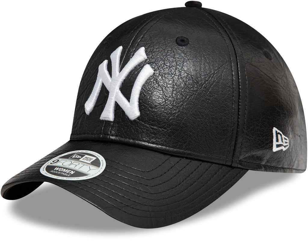 New York Yankees Womens New Era 9Forty Crinkled PU Black Baseball Cap