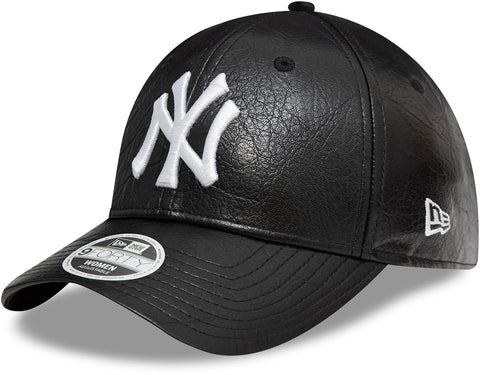 New York Yankees Womens New Era 9Forty Crinkled PU Black Baseball Cap
