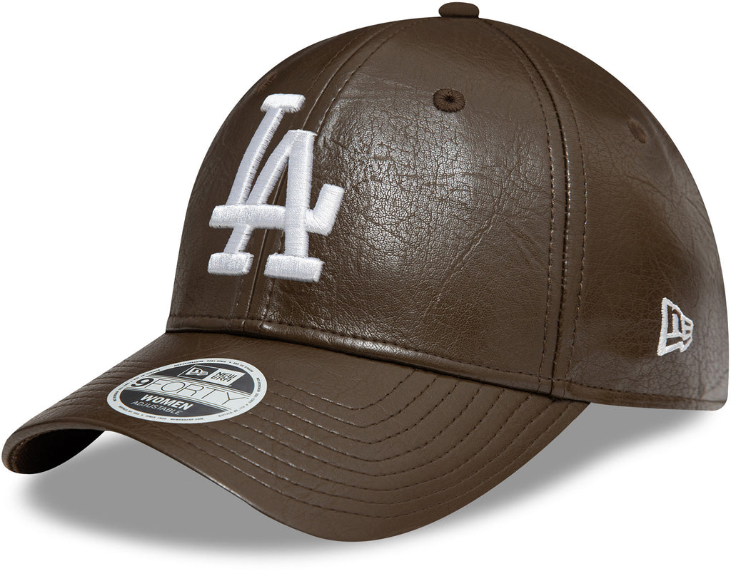 Los Angeles Dodgers Womens New Era 9Forty Crinkled PU Brown Baseball Cap