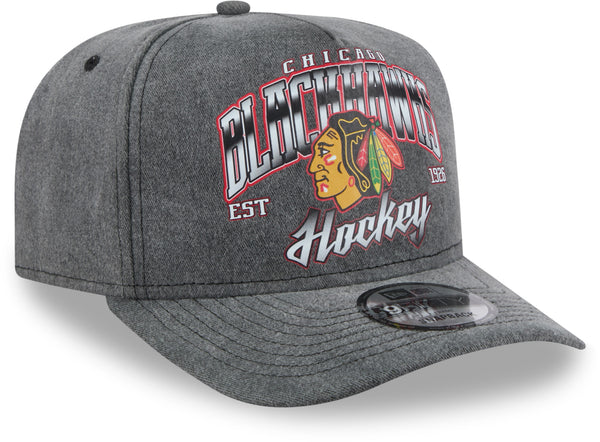 Chicago Blackhawks New Era 9Fifty A-Frame Washed Black NHL Team Snapback Cap