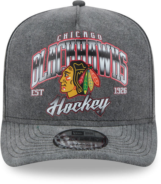 Chicago Blackhawks New Era 9Fifty A-Frame Washed Black NHL Team Snapback Cap