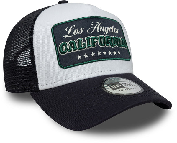 Los Angeles California New Era Location Patch Navy Trucker Cap