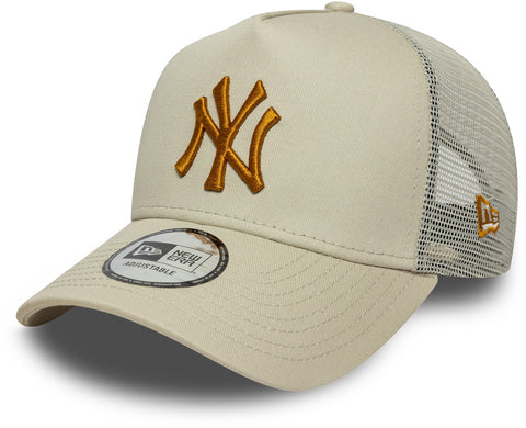 NY Beige cap with gold logo and New Era branding