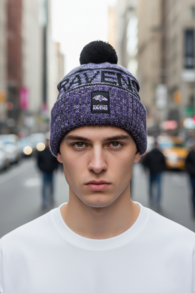 Baltimore Ravens New Era NFL 2025 Sideline Cold Weather Sport Knit Bobble Hat