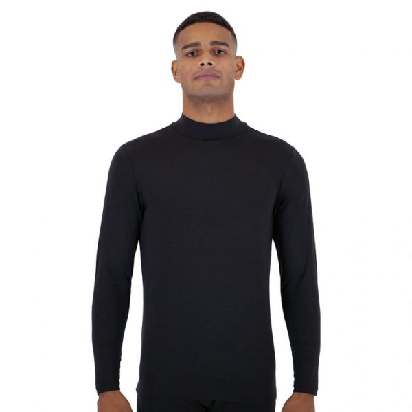 Men's Heat Ultra Thermal Baselayer Mock Neck Long Sleeve Black Top - pumpheadgear, baseball caps