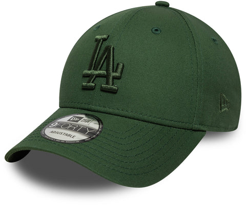 LA Green baseball cap side view new era logo