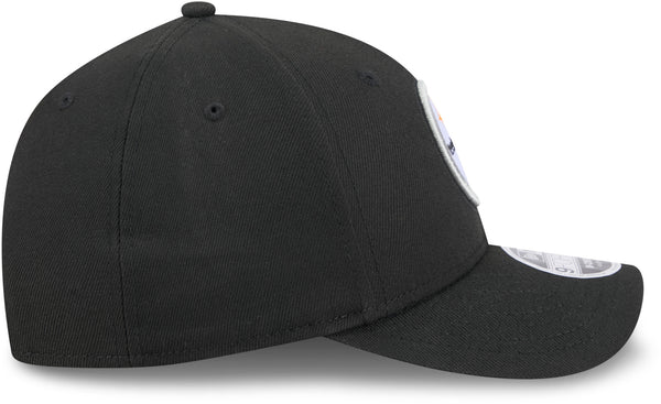 Profile view of Pittsburgh Steelers New Era 9FORTY M-Crown black NFL baseball cap