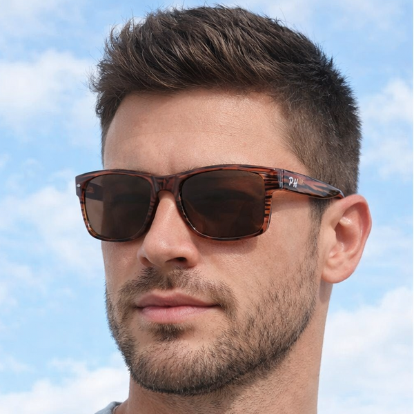 ph sunglasses brown polorized worn by man
