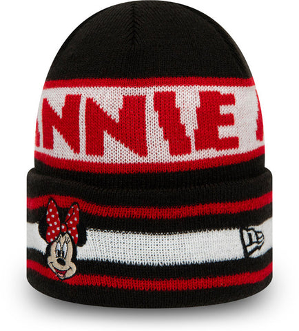 Minnie Mouse kids knit beanie by New Era – official Disney character winter hat front view